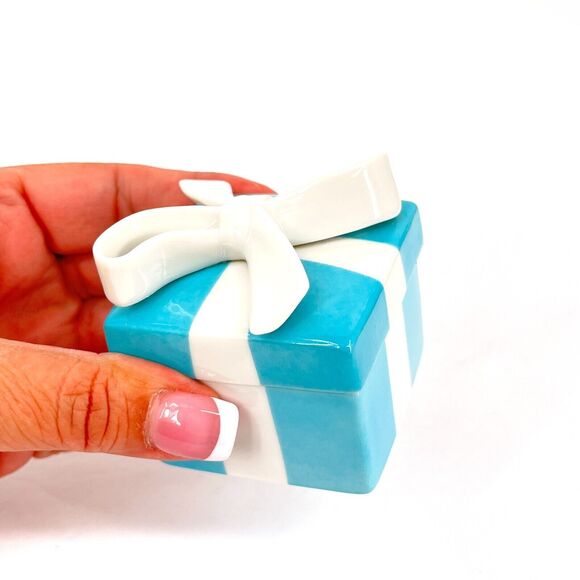 Vintage Tiffany & Co. Mini Blue Bow Trinket Box ICONIC 2" - Picture 6 of 11